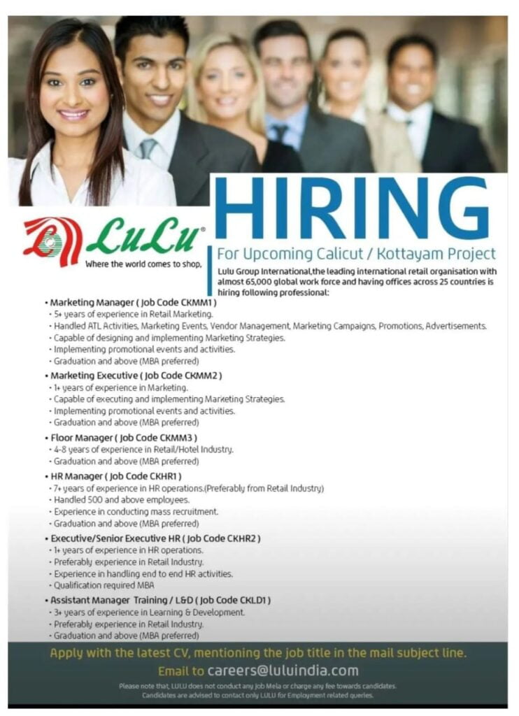 Lulu Group hiring suitable candidate for Upcoming Calicut / Kottayam ...